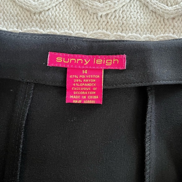 Sunny Leigh Elegant Black Patterned Mid-Length Skirt Women’s Size 14 - Picture 15 of 16